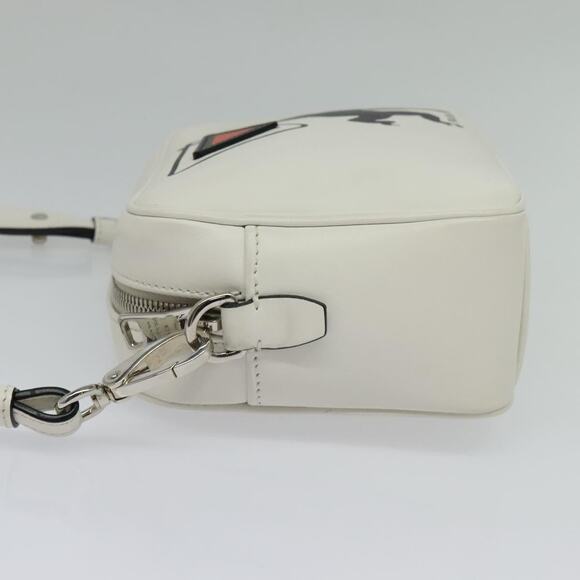 PRADA Shoulder Bag Leather White Silver - Picture 4 of 13